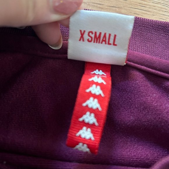 KAPPA Crop Top Womens/Girls XS Red Pink Logo Cropped Top Sweatshirt Long Sleeve - Picture 2 of 3